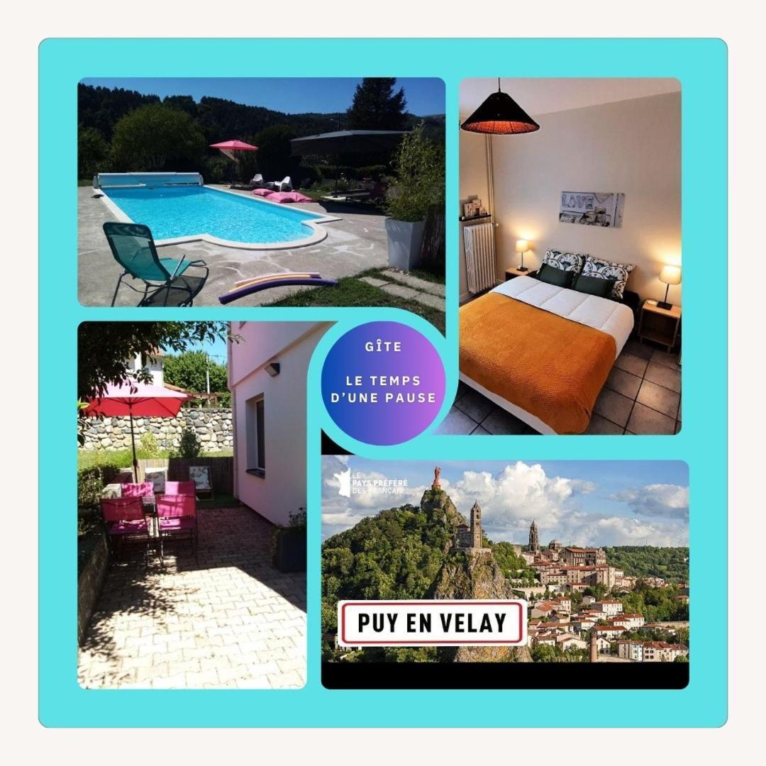 Gite "Le Temps D'Une Pause" Terrasse Et Piscine Coubon Bagian luar foto